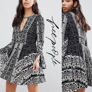 NWT Free People Tegan Boarder Print Mini Dress